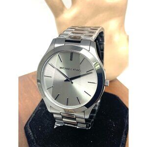 Michael Kors Men's Watch MK8507 Slim Runway Quartz Gray Dial Gunmetal Steel 44mm